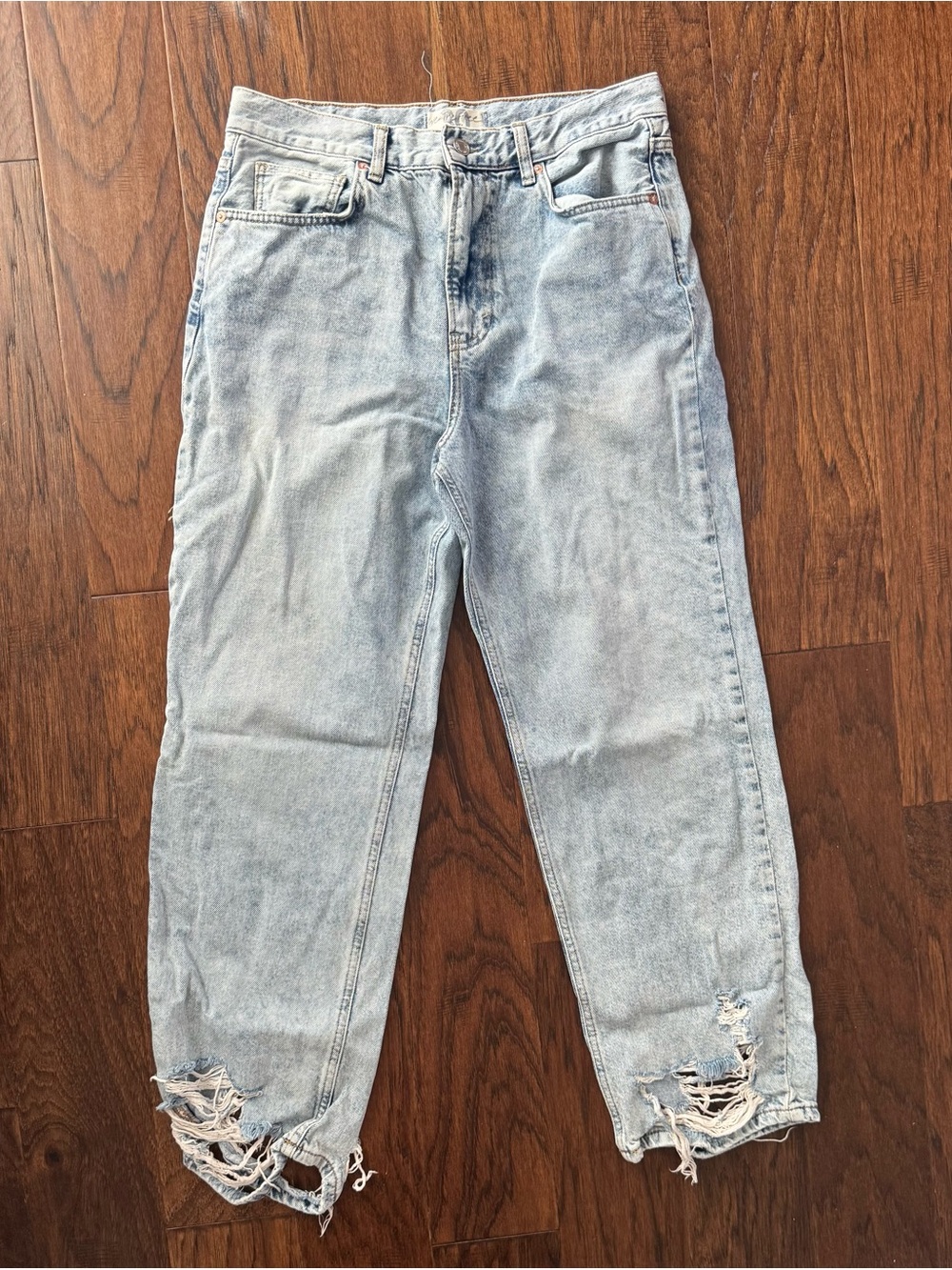 We The Free Light Wash Boyfriend Jeans with Frayed Hem 30
